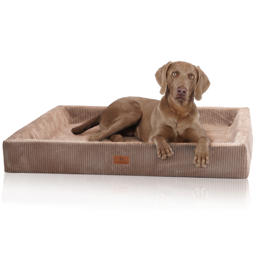 Knuffelwuff orthopedisch hondenbed van ribfluweel met handgeweven uiterlijk Santiago M-L 85 x 63 cm bruin