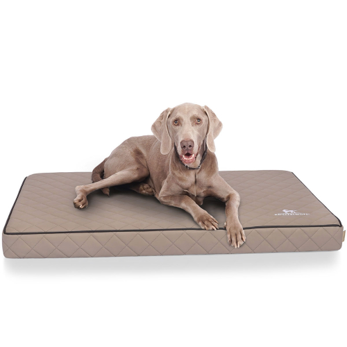 Knuffelwuff orthopedische hondenmat Juna van laser-gewatteerd kunstleer L 78x65cm grijs