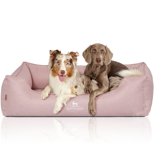 Knuffelwuff orthopedisch hondenbed Luisa van velours met fijn handgeweven karakter Sunshine Edition XL 105 x 75cm roze