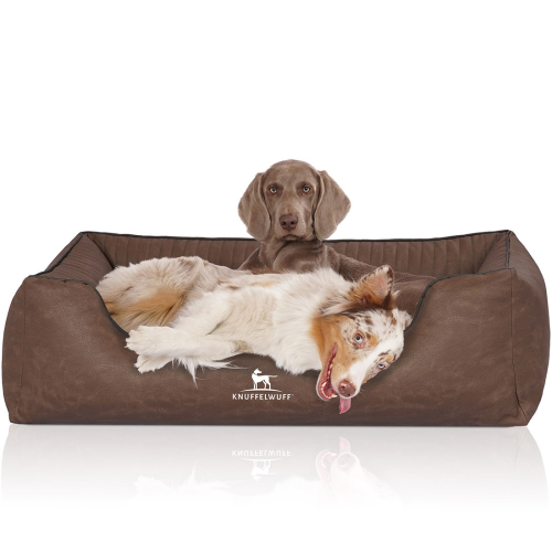 Knuffelwuff orthopedisch hondenbed Columbia van laser-gewatteerd kunstleer XL 105 x 75cm bruin