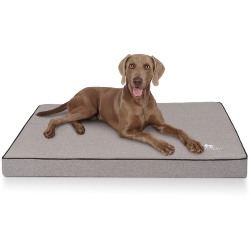 Orthopedische hondenmat Nantucket van velours met een handgeweven karakter L 80 x 60 cm grijs