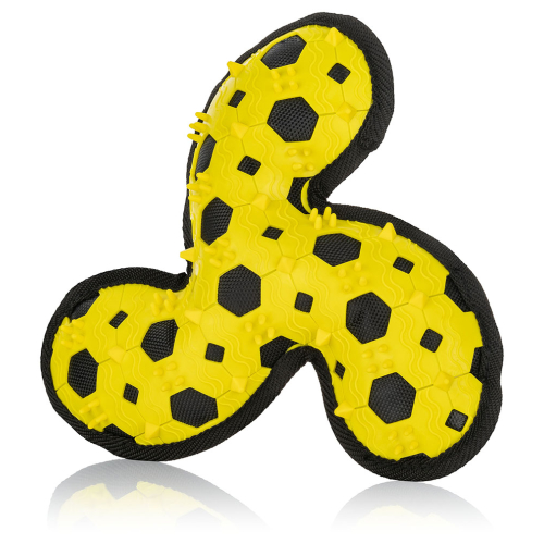 Knuffelwuff hondenspeelgoed Tri Flyer geel van rubber en stof