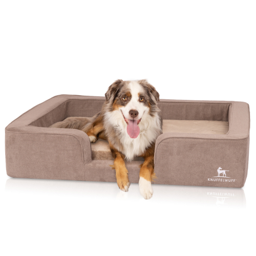 Knuffelwuff orthopedisch hondenbed met omkeerbaar kussen van velours Bellamy 80 x 60 cm bruin